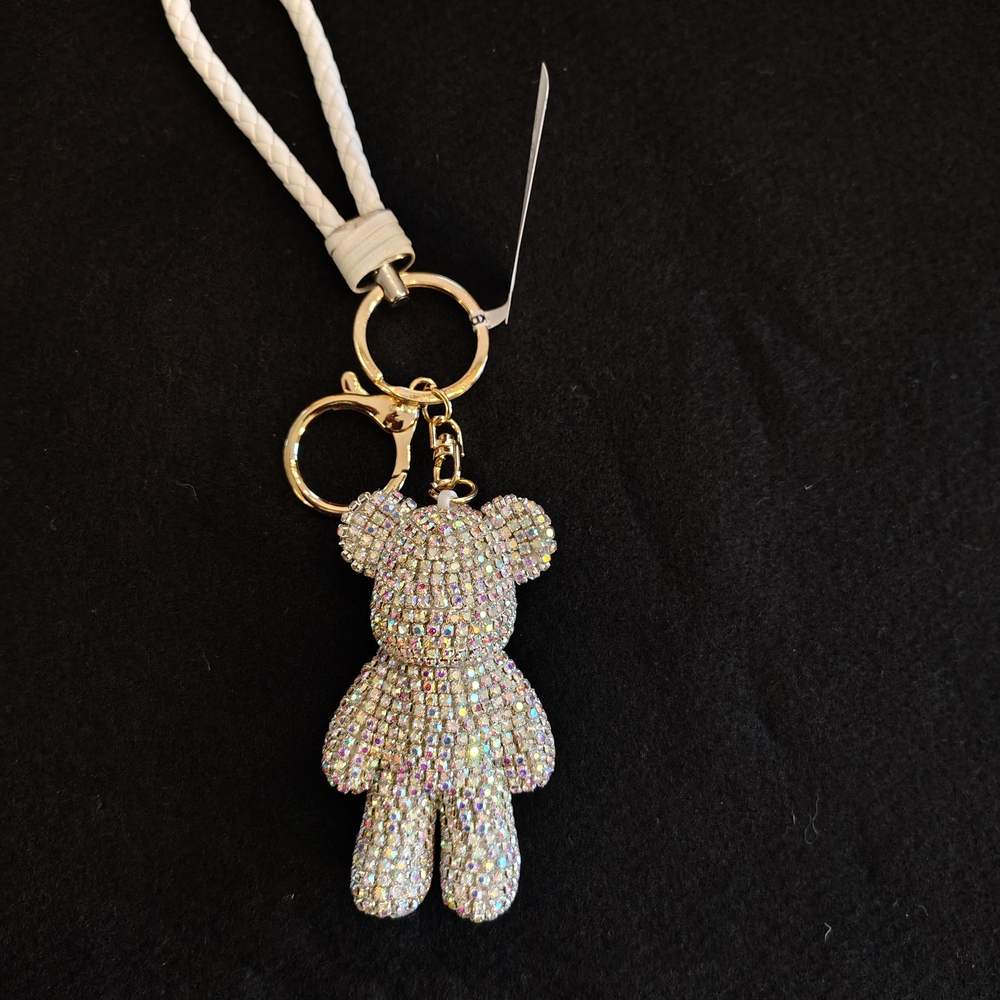 Sparkling Bear Keychain with Gold Accents